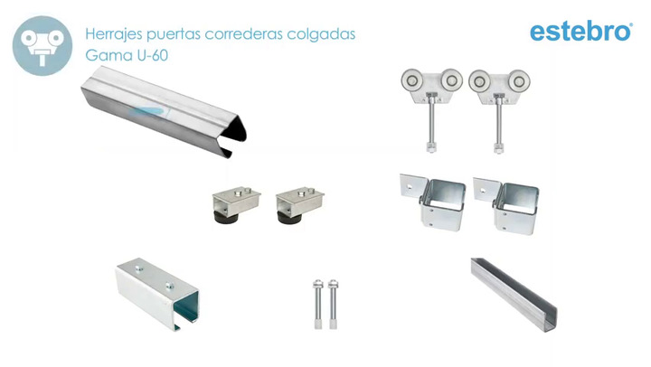 Herrajes puertas correderas colgadas: Rollapar doble U-30 nylon inoxidable